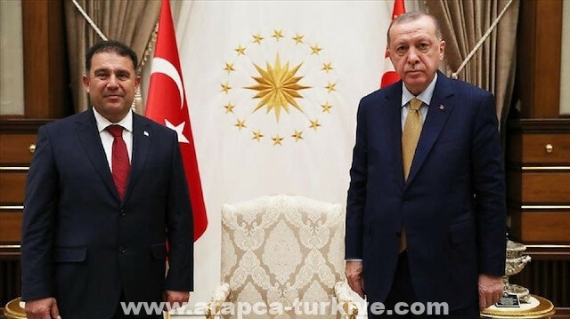 أردوغان يستقبل رئيس وزراء قبرص التركية