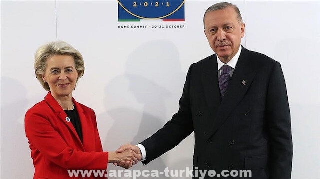 أردوغان يلتقي رئيسة المفوضية الأوروبية في روما