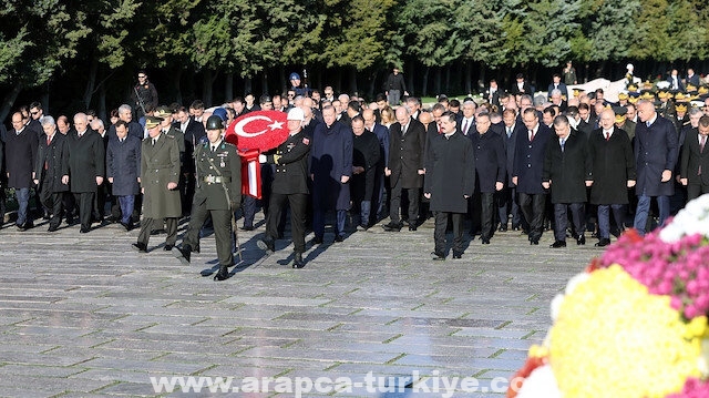 أنقرة.. أردوغان وكبار المسؤولين يحيون ذكرى وفاة أتاتورك